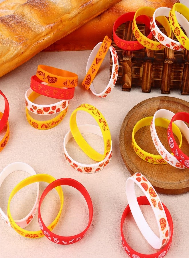 Furbeko 48Pcs Pizza Party Wristbands Silicone Bracelets Pizza Birthday Party Supplies Pizza Theme Stretch Bracelets Gifts for Women Men Teen Pizza Party Favors School Prizes, 8 Styles - Image 4